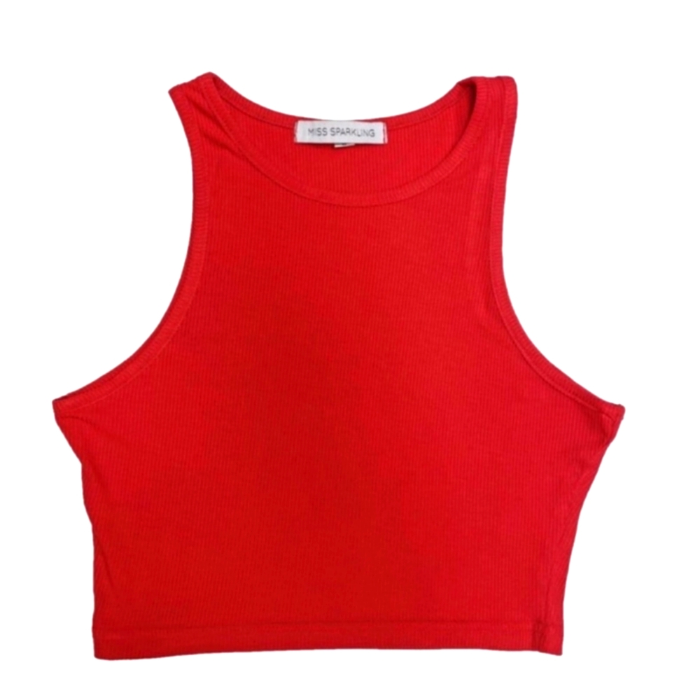 The Ribi Cropped Ribbed Tank Top (RED ONLY) - Picture 2 of 2